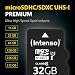 Intenso Premium microSDHC 16GB Class 10 UHS-I Speicherkarte inkl. SD-Adapter (bis zu 90 MB/s) schwarz (Packung mit 2)