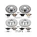 Power Stop K2056 Front and Rear Z23 Carbon Fiber Brake Pads with Drilled & Slotted Brake Rotors Kit and 1 Front & 1 Rear Sensor Wires For BMW 745Li, BMW 745i, BMW 760Li, BMW 760i [Model Specific]