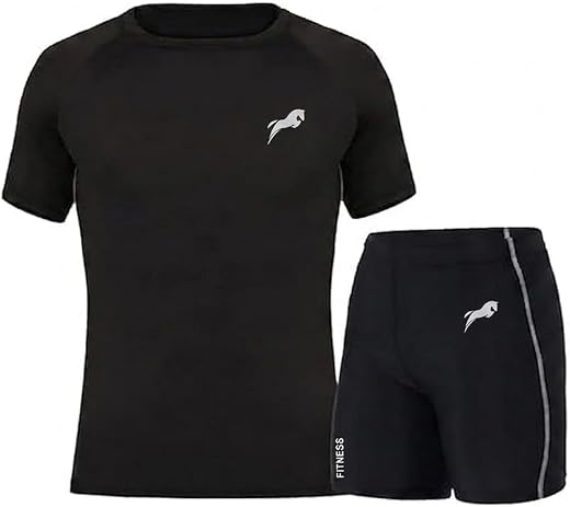 JUST RIDER Swimwear Half Sleeve T-Shirt and Shorts for Men &amp; Women Men's Swimming T-Shirt and Swimming Shorts Set, Polyest...