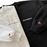 Custom Embroidered Roman Numeral Date Crew Sweatshirt Sweaters/Couples Special Day Date/Initials on Sleeve/Wedding Day Anniversary Birthday Lovers Gift/FAST SHIPPING