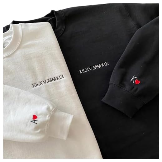 Custom Embroidered Roman Numeral Date Sweatshirt/Couples Special Day Date/Initials on Sleeve/Wedding Day Anniversary Birthday Valentines Day Gift/FAST SHIPPING