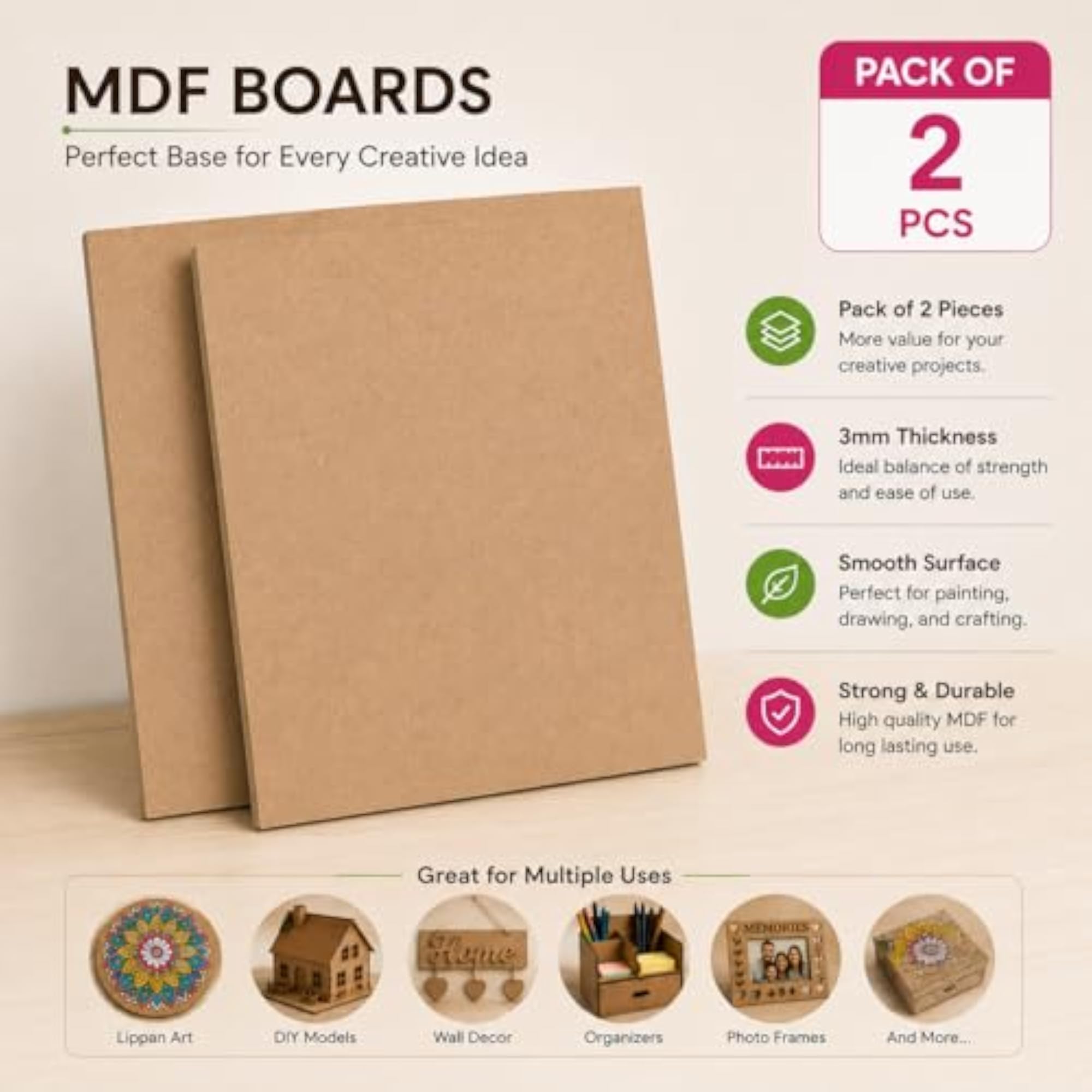 8x12 Inch A4 Size MDF Board Wood Sheet for Mandala Art Projects