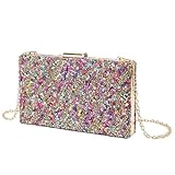 Bolsa Clutch Festa Feminina Full Diamond Com Pedras Coloridas Mão Ombro Transversal Com Correntes Removíveis