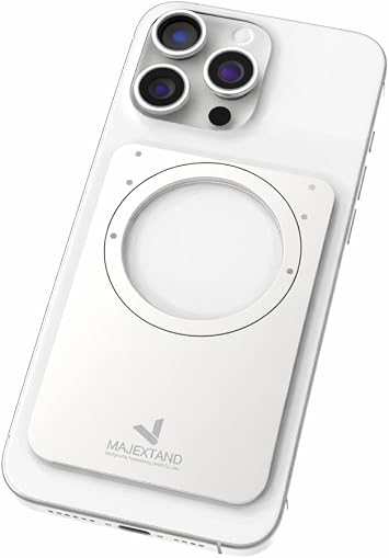 Ultra-Slim Metal Stand for iPhone 0.1 Paper-Thin, 2oz Lightweight, 5" Height, 3D Stepless Angle Adjustment, Foldable Pocket-Size Kickstand, MagSafe Compatible Silver