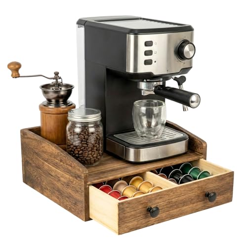 EVERGOODS Wooden Coffee Pod Storage Drawer: Organiser for Coffee Capsules & Tea Bags, 2-Drawer K Cup Stand, Holds 30 Pods