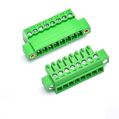 XUGERIP 2 Set 8 Pin 3.81mm Pitch Pluggable Terminal Block with Screw Locking Flange, Male Plug and Female Socket Phoenix Type Connector - 8A, 300V, 16-28AWG
