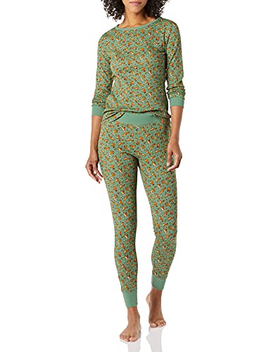 Amazon Essentials Women's Snug-Fit Cotton Pajama Set (Available In Plus Size), Green Squirrel, X-Small #TOP21