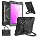 PEPKOO Triple Shockproof Case for iPad 5th/6th Generation 9.7 inch 2017 2018, iPad Air 2 Gen, Heavy Duty Kid Boy Girl Cover with Pencil Holder/Handle Kickstand/Shoulder Strap, Black