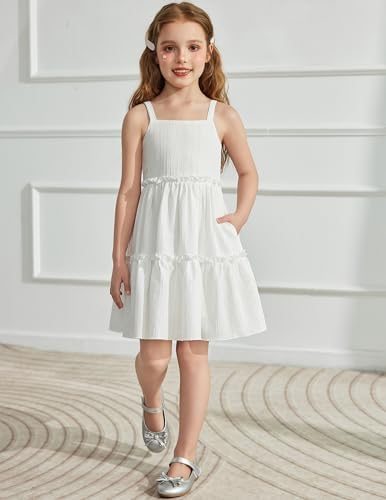 Arshiner Toddler Spaghetti Strap Dress White Summer Dress Summer Dresses Kids Beach Boho Sundresses 4t — view 7