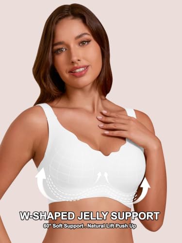 COCOMARTS Jelly Bras for Women No Underwire Push Up Bra White 2XL — view 3