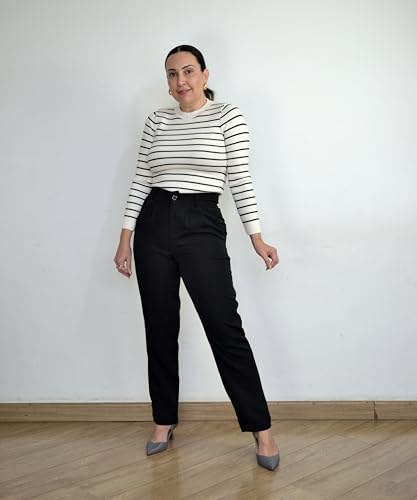 Blusa Feminina Tricot Modal Premium Listrada (BR, Alfa, Único, Regular, Regular, Branco Listra Preta