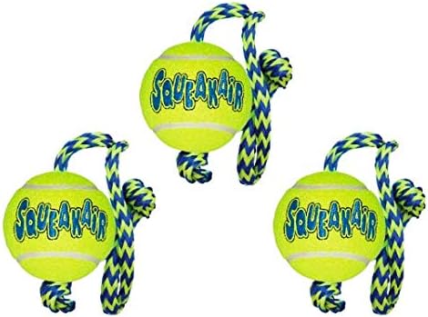 KONG SqueakAir Ball with Rope Dog Toy, Medium x 3