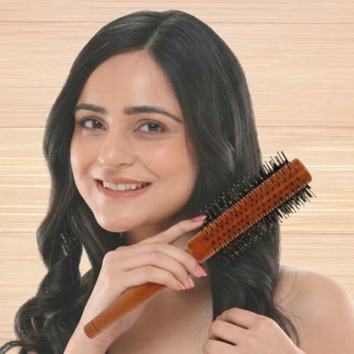 Image of Midazzle Wooden Bold Hair Brush for Women & Men | Natural Wooden Bristles Scalp Massage Comb | Anti-Static, Reduces Frizz & Hair Fall | Detangling Paddle Brush for Thick, Curly & Straight Hair (MIHB0047) (MIHB0045)