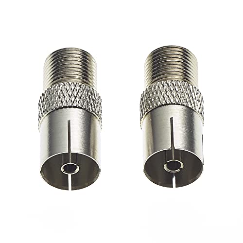 F Type Socket To TV Coaxial Socket - Nickel Plated Brass Body Plug Jack Adapter, Coax Cable Antenna Camping Connection, F-Pin Push-on Male Connector, Easy Connect And Disconnect - Pack Of 2 - Image 3