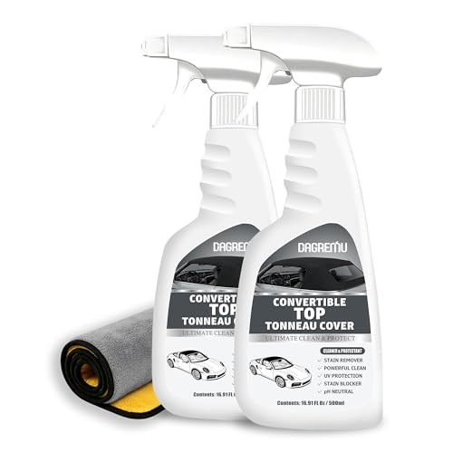Convertible Top Cleaner and Protectant Kit-2 Pack All in One Car Cleaning Spray for Soft Top,Fabric, Canvas & Vinyl,Deep Cleaning,Blocks UV,Prevents Cracks & Fading with Microfiber Towel(16.9oz Each)