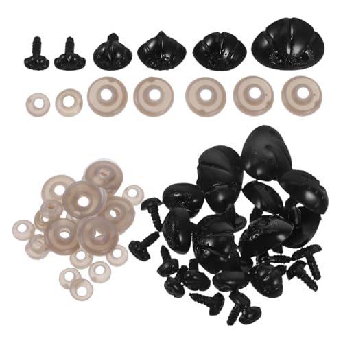 DIYEAH 30 StüCk Sicherheitsnasen FüR HäKeltiere Mit Unterlegscheiben Kunststoff Nasen FüR PlüSchtiere Und Puppen 3.5X2.8X2.8Cm Schwarze Bastelteile FüR Kreative Tier- Und Puppenprojekte