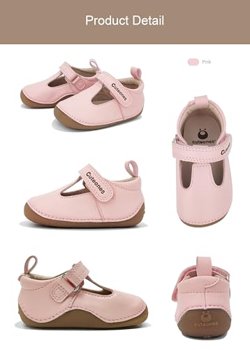 Baby Walking Shoes, T-Strap Design, Hook and Loop Closure, Non-Slip Sole, Available in Brown, Navy, Pink2