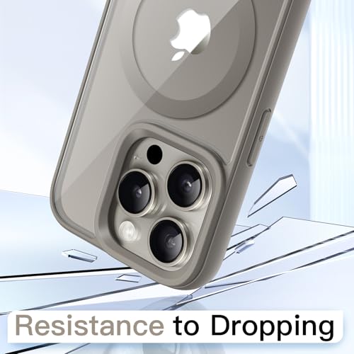 JETech Magnetic Case for iPhone 15 Pro 6.1-Inch Compatible with MagSafe, Shockproof Phone Bumper Cover, Solid Color Matte TPU Frame, Anti-Scratch Clear Back (Natural Titanium) by JETech - Used condition - Image 5