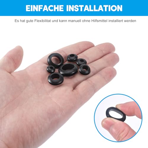 MumdoYAL 260 stück kabeldurchführung gummi,gummitülle,kabeltülle,flexible kabeltüllen,7 Größen,für Kabelschutz,Kabelkanal,Draht,Boot,Elektroinstallation,Wohnmobil,Auto