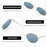 ZENOTTIC Owalne okulary przeciwsłoneczne retro dla kobiet mężczyzn UV400 okulary polaryzacyjne unisex styl vintage klasyczne odcienie, Srebrny/niebieski, Medium