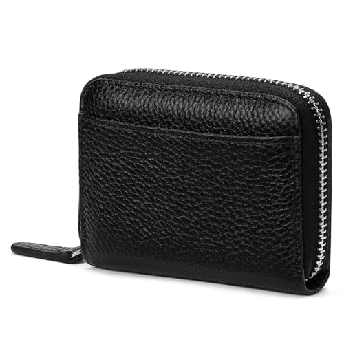 Image of SENDEFN RFID Credit Card Holder for Women Small Leather Zipper Card Case Wallet 15 Slots