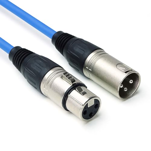 Câble DMX 3 broches XLR 15m Keepdrum bleu liaison console lumières