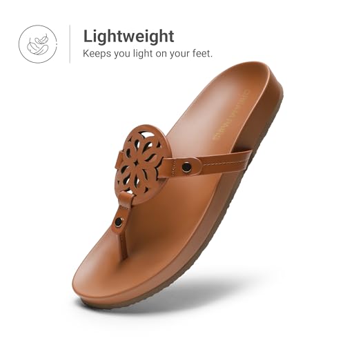 DREAM PAIRS DREAM PAIRS Platform Flip Flops for Women Arch Support Soft Cushion Comfortable Dressy Thong Sandals Slippers for Summer Vacation Walking,Size 11,Brown,SDFF26002W