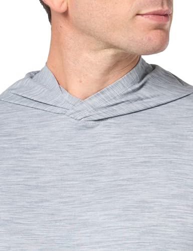 Amazon Essentials Camiseta Deportiva y Elástica de Secado Rápido y Manga Larga con Capucha Hombre, Gris Claro Teñido Multicolor, S