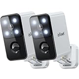ieGeek Security Cameras Wireless Outdoor Pan Rotating 180° Home Outdoor Security Camera, 2K Battery Powered WiFi Camera with AI Motion Detection, Spotlight/Siren,Color Night Vision,Works w/Alexa(2Pcs)