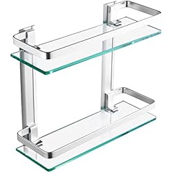 Estanterias Para Ferreteria Ocasion KES Estanteria Baño Estanteria Cristal Baño Estantes Vidrio Templado 8mm Estante Ducha 2 Niveles Aluminio Plata Rectangular, A4126B