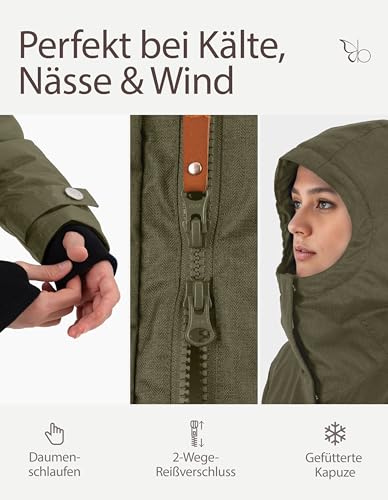 berydale Winterjacke Damen Parka I Warme Übergangsjacke Damen I Atmungsaktiv, Wind- und Wasserdicht I Wintermantel mit Thermowattierung