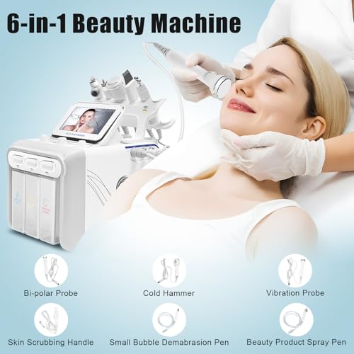 Bacocoo 6-in-1 Hydrogen Oxygen Facial Machine, Professional Blackhead Removal, Deep Cleansing & Hydration, Whitening Skin Care Device, SPA Beauty Tool with 6 Pro Heads. (110V 80W, White) - Image 4