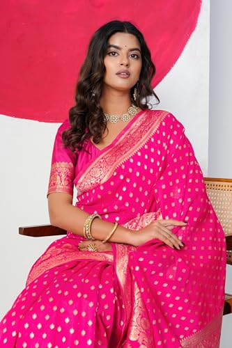 Image of Subham Saree for Woman Silk Cotton Kanjivaram | Soft Daily Wear Golden Zari Sari with Jacquard Blouse Piece