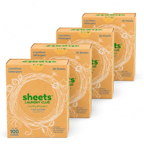 Sheets Laundry Club Detergent Sheets, Fragrance Free, up to 400 Loads