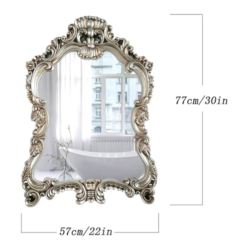 Miroir de salle de bain baroque orné et suspendu en or