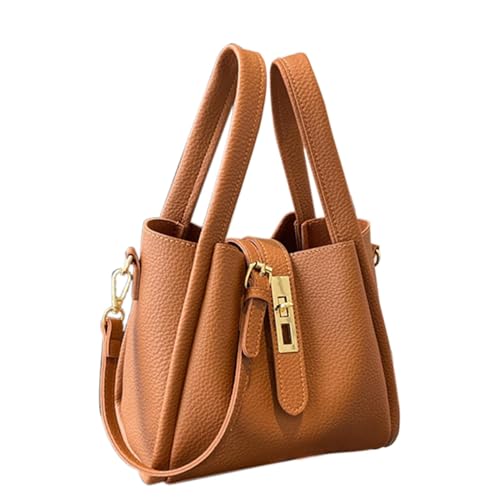 Sac à main à bandoulière pour femme marron doté d'une boucle en métal robuste