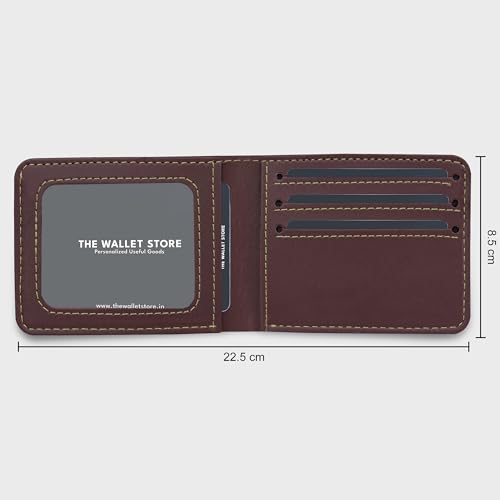 Image of The Wallet Store Personalised Leather Wallet for Men | Customised with Name and Charms | Best Gift for Husband, Boyfriend, Brother | for Anniversary, Birthday, Etc. (Brown)