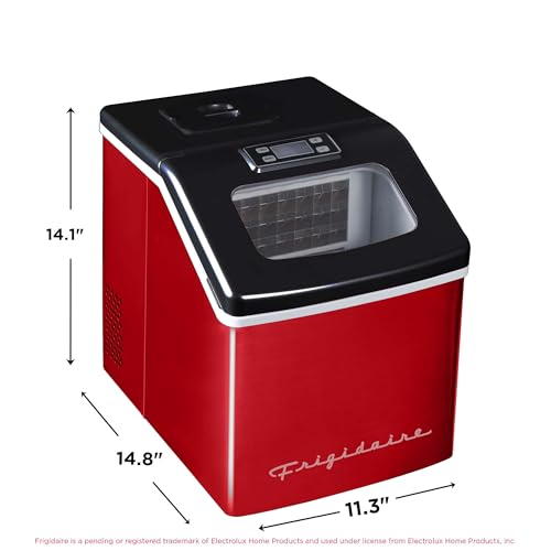 Image of Frigidaire EFIC452-SSRED XL Maker, Makes 40 Lbs. of Clear Square Ice Cubes A Day, Stainless, Red Steel