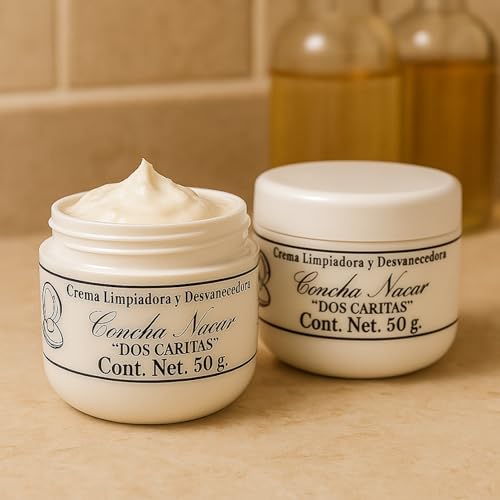 Five Brothers Products Dos Caritas Concha Nacar Cream with Mother of Pearl - 1.76 Oz Skin Brightening and Cleansing Face Lightening Cream, Brightening & Cleansing Face Cream | Made in Mexico