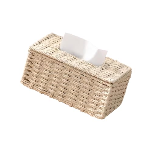 Ekoama Boîte à mouchoirs en rotin tissé à la main en fibre naturelle pour table de cuisine et salle à manger