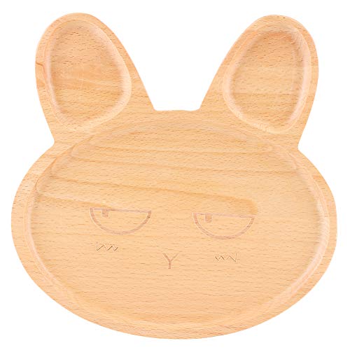 KIMISS Bandeja de Alimentos de Madera para el de Servicio Compartimental para Las Comidas y Bocadillos para Bebés - Diseño Lindo para el Desayuno, el Almuerzo y la Cena