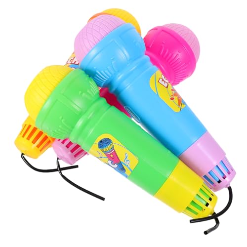 Mikinona 4 pièces Microphone pour Garçon Fille Micro Plastique Accessoire de Chant Simulé pour Jeu et Fête