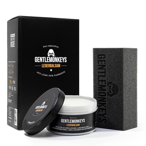 GENTLEMONKEYS High-Performance Lederbalsam Set Auto (250 ml + Applikationsschwamm) Intensive Pflege für alle Arten von Glattleder mit UV-Schutz Für Auto Sofa Möbel Farbneutral