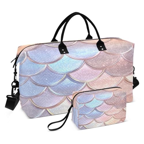 Travel Duffle Bag Weekender Bags Overnight Bag with Toiletry Bag Gym Duffel Bag Glittering Dragon Scales for Travel Business Trips Sport