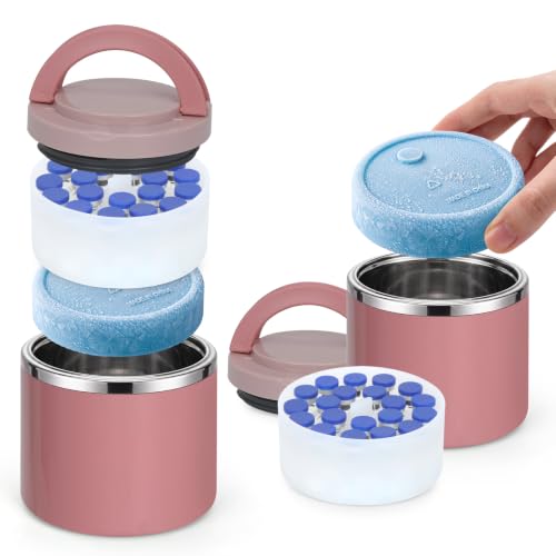 3ml Insulin Vials Cooler Travel Case TSA Approved, 20slots Peptide Case for Fridge, Diabetic Med & peptide Vial Cooling Jar with Ice Pack, Refrigerated Peptides Supplies (Pink)