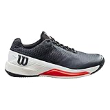 Wilson Herren Rush Pro 4 Tennisschuh, Black/White/Poppy Red, 45 1/3 EU