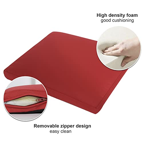 Gueglsa Indoor Outdoor Bar Stool Cushions 12X12 Inch,Non Slip Square Seat Pad With Velcro Straps,Waterproof Fade Resistant Small Metal Chair Cushion Set Of 2,Cushion Only, (Red) #TOP3