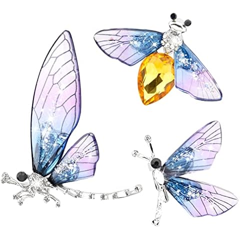 Brooches for Women, Butterfly Brooch Pin Blue Dragonfly Bee Butterfly Brooches Set Crystal for Women Girls Wedding/Banquet/Birthday Party Cover