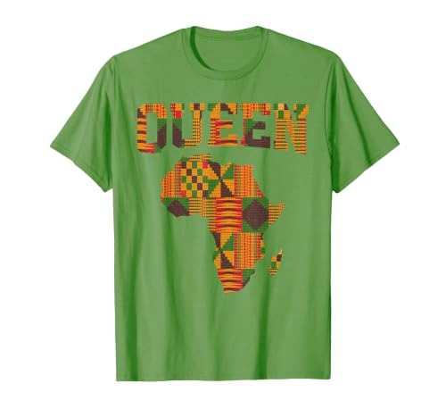 African Queen Art for Women Girls Kente Cloth African Print T-Shirt, Men, Grass Green, Small