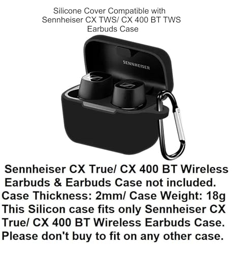 Image of Silicone Case Cover Compatible with Sennheiser Sport True Wireless /CX True Wireless /CX Plus /CX Plus SE Earbuds - with Aluminium Hook (Earbuds & Charging Case Excluded) (Green)